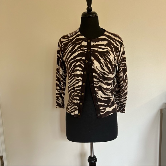 Jones New York Sports Petite animal print cardigan - Picture 1 of 10